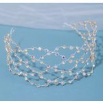 B-TOP Síťovaná čelenka do vlasů zdobená krystaly nebo perlami Druh barvy: Stříbrná – Zboží Dáma