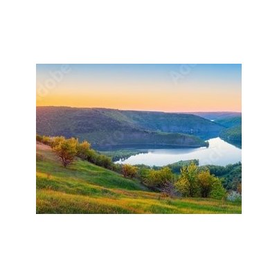 WEBLUX 434259708 Fototapeta vliesová Vivid sunrise landscape in the national nature park Podilski Tovtry rozměry 100 x 73 cm