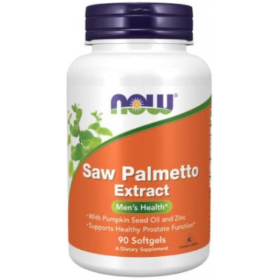 NOW Saw Palmetto Serenoa plazivá extrakt + dýňový olej a zinek 80 mg 90 softgel kapslí