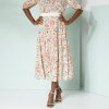 Dámská sukně Blancheporte polodlouhá sukně s volány a potiskem krepon přírodní