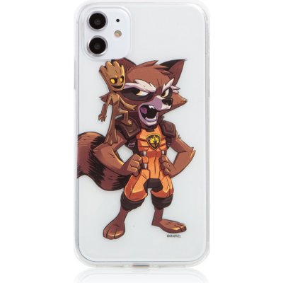 Pouzdro MARVEL Apple iPhone 11 - Strážci Galaxie - Rocket a Groot - gumové - čiré