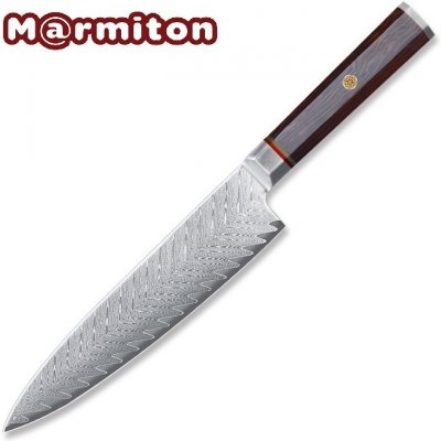 MARMITON Hoshi japonský kuchařský damaškový nůž dřevěná osmihranná rukojeť Rosewood UX 20 cm