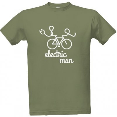 Tričko s potiskem E bike electric man pánské khaki