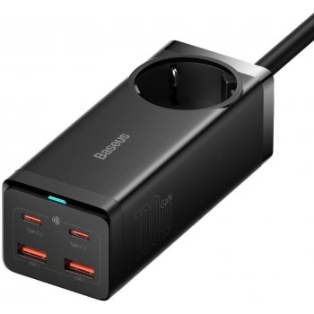 Pouzdro Baseus GaN3 Pro rychlonabíjecí stolní adaptér 2x USB-C + 2x USB-A + AC 100W 1.5m kabel černé