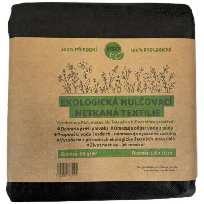 Spunbond Ekologická netkaná textilie ECO PLA, 60g/m2, 5m x 1,6m černá, 100% rozložitelná – Hledejceny.cz