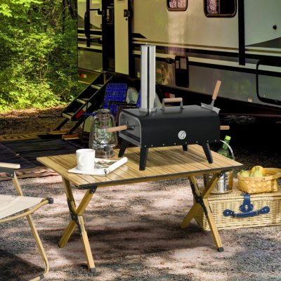 Outsunny Venkovní pec na pizzu 81x40x72 cm černá – Zboží Mobilmania