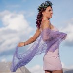 krajkový šátek mohér hedvábí Náruč šafránu – Zboží Dáma