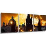 Obraz 3D třídílný - 150 x 50 cm - sunrise over Prague - look from Charles (Karluv) bridge východ slunce nad Prahou – Sleviste.cz