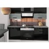 Kuchyňská linka Belini Eleganta2 120 cm černý lesk / šedý antracit Glamour Wood s pracovní deskou