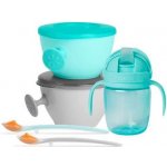 Skip Hop Set jídelní s hrnkem Easy Feed Mealtime Set Teal Grey 6m + 5 ks – Zboží Dáma