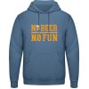 Pánská mikina s potiskem AWDis Hoodie Mikina Pivní design No Beer No Fun Letecká modrá