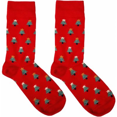 Aura.Via pánské vánoční ponožky SF6699 vánoční stromečky Červená