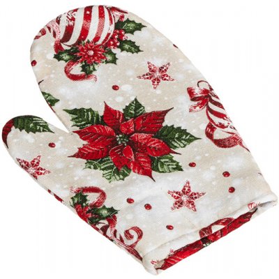 Bellatex Kuchyňská chňapka vánoční 28 x 18 cm Vánoce hvězda Červená Zelená Smetanová – Zboží Dáma
