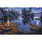 MALUJEŠ Malování podle čísel OHNIŠTĚ U JEZERA S PRAMICÍ Rozměr 40 x 60 cm Rámování vypnuté plátno na rám – Sleviste.cz