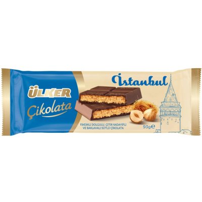 Ülker Istanbul mléčná s lískooříškovou náplní s kadayif a baklavou 93 g – Zbozi.Blesk.cz