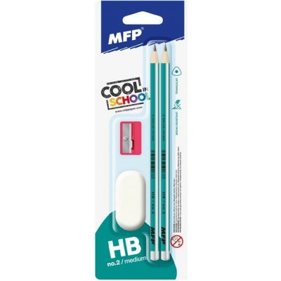 MFP paper Tužka M set 2 triangular 2xč.2+guma+ořezávátko 6200243 – Zboží Živě