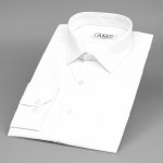 AMJ pánská košile jednobarevná dlouhý rukáv bílá JD018