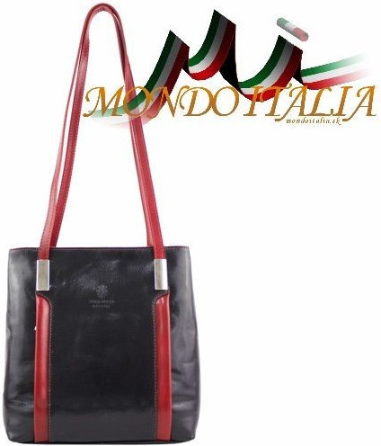 Kožená kabelka batoh 432 černá +červená