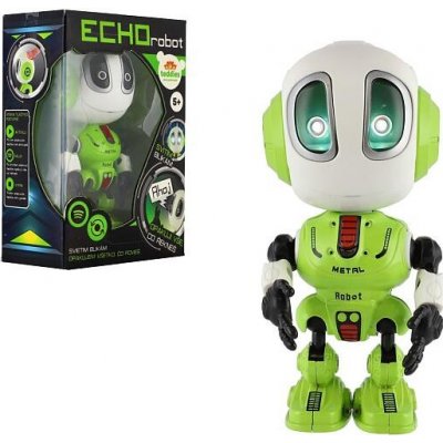 Teddies Robot ECHO opakující věty kovový 12cm zelený na baterie se zvukem světlem v krabičce 10,5x15x5,5cm – Hledejceny.cz