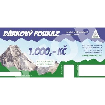 Pandaoutdoor dárkový poukaz 1000 Kč / 40 EUR – Sleviste.cz