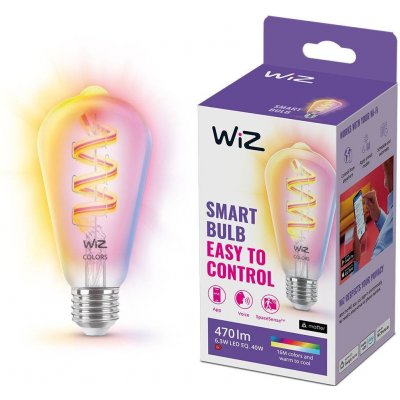 WiZ Philips Wi-Fi BLE ST64 E27 6,3 W barevná žárovka, nastavitelná teplota, stmívatelná