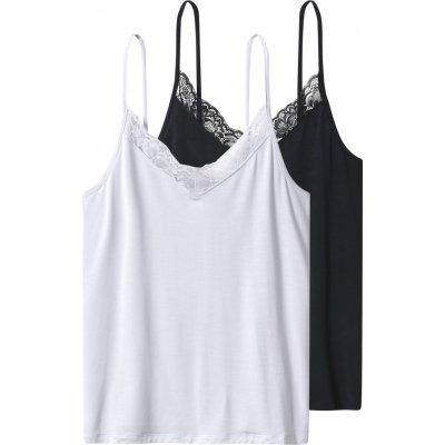 esmara Dámský top se špagetovými ramínky 2 ks černá/bílá – Zboží Dáma