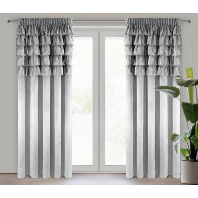 Takoy Závěs AURA ze sametu zdobený jemnými volány 140 x 270 cm-HF-454071 | 140 x 270 cm – Hledejceny.cz