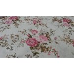 Dekorační látka RŮŽE RAKEL bílá šíře 140 cm – Zboží Mobilmania