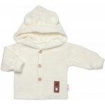 Baby Nellys Dětský elegantní pletený svetřík s knoflíčky a kapucí s oušky ecru – Zboží Dáma