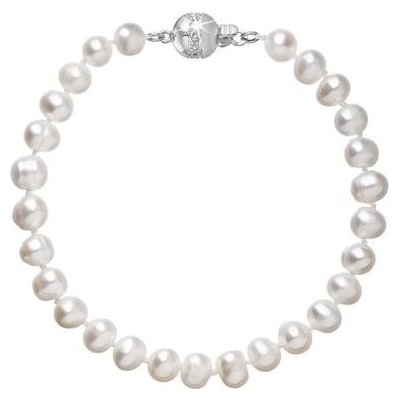 Evolution Group perlový náramek z říčních perel se zapínáním z bílého 14 karátového zlata 823001.1/9266B bílý