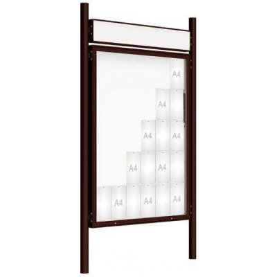 PROCITY Venkovní vitrína model 2000 30x A4, hnědá, včetně sloupků a záhlaví | Zboží Auto