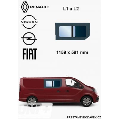 Boční pravé posuvné okno L1 a L2 | Renault Trafic X82, Opel Vivaro B, Fiat Talento