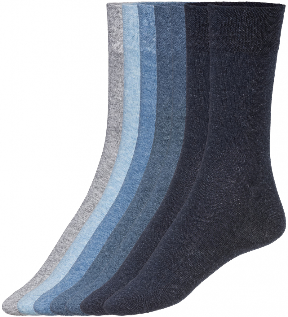 Livergy pánské ponožky s BIO bavlnou 7 párů modrá / šedá / navy modrá