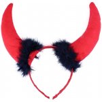 Čertovské rohy červené s černými chlupy – Zboží Dáma