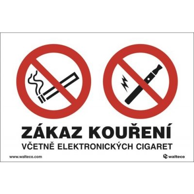 Informač štít Zákaz kouření včetně elektronických cigaret, bezpečnostní tabulka