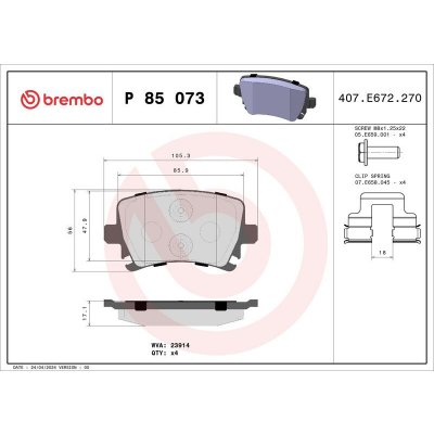 Sada brzdových destiček BREMBO P85073 | Zboží Auto