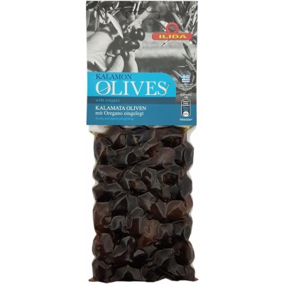 ILIDA Olivy černé kalamata s oregánem s peckou 150 g
