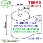 Termo kotouček 80/70/12 BPA 61m (80mm x 61m) Množství: 1 ks kotoučku – Zboží Živě