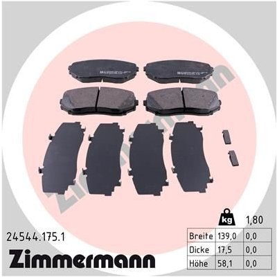 Sada brzdových destiček, kotoučová brzda ZIMMERMANN 24544.175.1 – Zboží Mobilmania