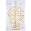 Přehoz Sanu Babu přehoz na postel s tiskem bílý zlatý tisk strom života 205 x 132 cm