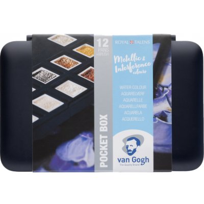 Van Gogh cestovní sada akvarelových barev 12 půlpánviček, Metallic & Interference – Hledejceny.cz