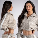 Nebbia Half-zip mikina s leopardím vzorem PRIMAL krémová – Zboží Mobilmania