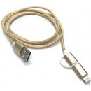 Crono CRUSB/ML propojovací USB 2.0/ micro USB + Lightning, 1m, zlatý