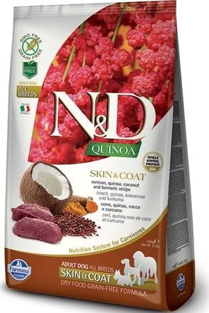 N&D Quinoa Dog Adult Skin & Coat Grain Free Venison & Coconut 4 x 2,5 kg