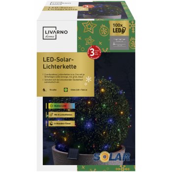 LIVARNO home Solární světelný LED řetěz 100 LED barevná