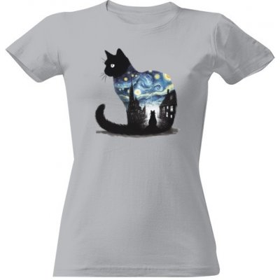 Tričko s potiskem Kocour Vincent dámské Šedá melír – Zboží Dáma