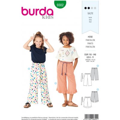 Střih Burda číslo 9302 dětské letní kalhoty – Zboží Dáma