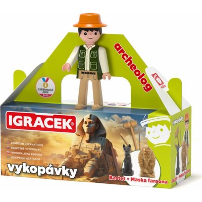 EFKO IGRÁČEK Archeolog figurka egyptské vykopávky maska faraona a soška Bastet – Hledejceny.cz