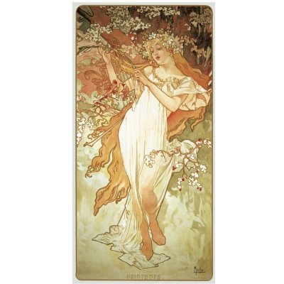 Pohled Alfons Mucha – Spring, dlouhý – Zboží Dáma