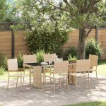 Omaxi 455451 Zahradní jídelní souprava 7 pcs Béžová 190 x 80 x 75 cm – Hledejceny.cz